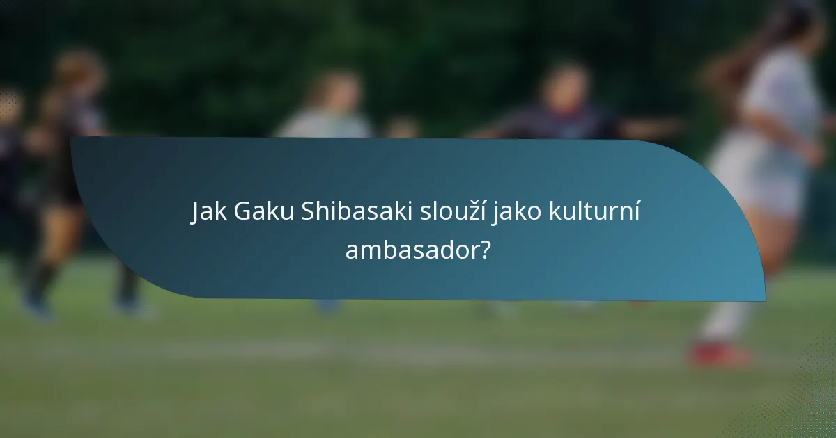 Jak Gaku Shibasaki slouží jako kulturní ambasador?