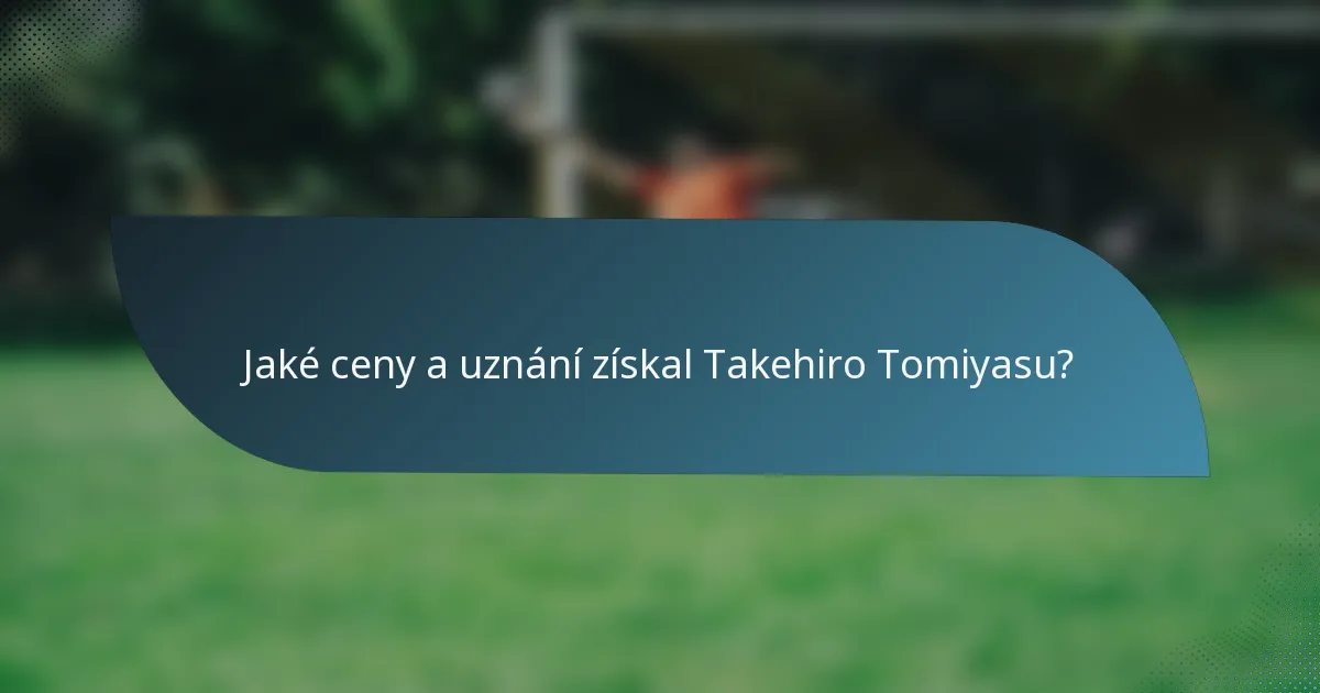 Jaké ceny a uznání získal Takehiro Tomiyasu?